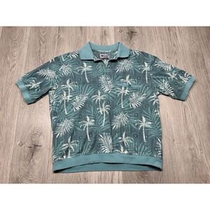 Vtg Mens‎ Casual Polo Shirt Windham Point Banded Bottom Pocket Hawaiian Floral M